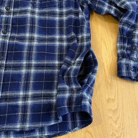 WOOLRICH Oxbow Flannel Over ShirtXXL Waist Pockets Plaid Blue warm cabin camp
